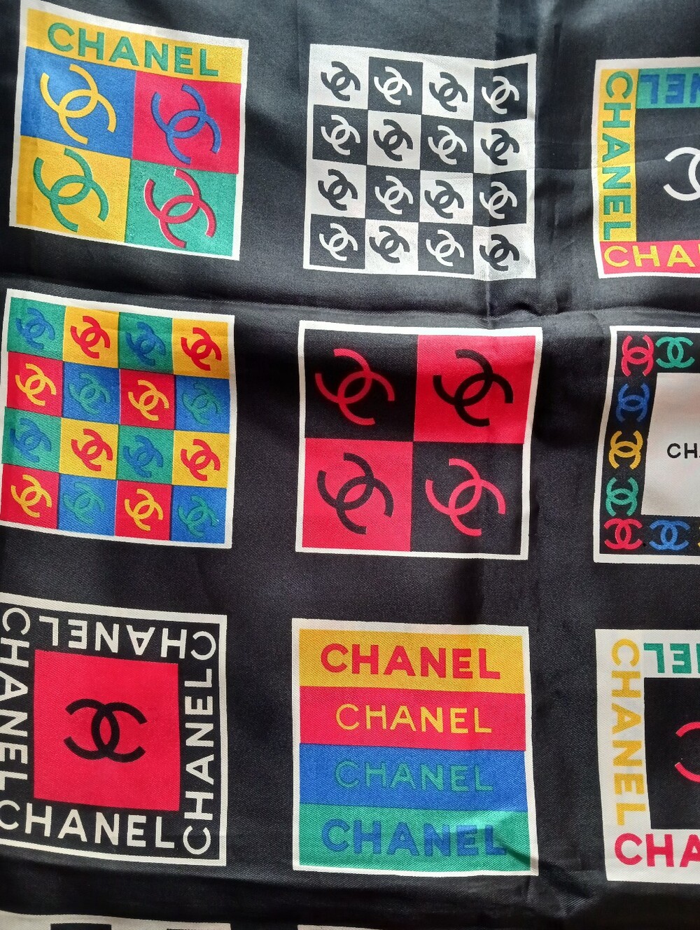 Vintage Chanel Logo Silk Scarf 35" - Picture 7 of 7